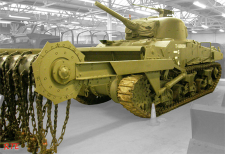 Flail tank M4A4, Sherman V Crab, Bovington.