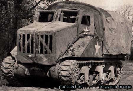 As truck disguised Sherman tank.